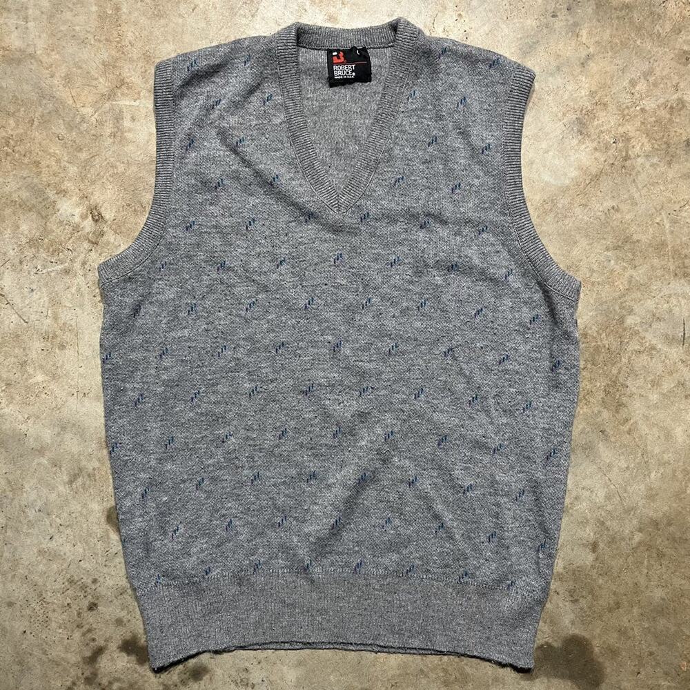 Vintage 80s Robert Bruce Grey Pattern Sweater Vest